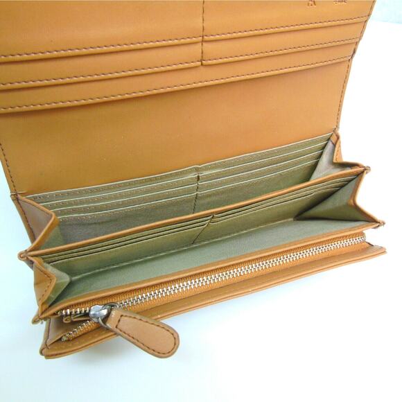 Hiroko Koshino Femme FULL WALLET Blue White Tan HK Logo Snap Zip Closure - Picture 3 of 7